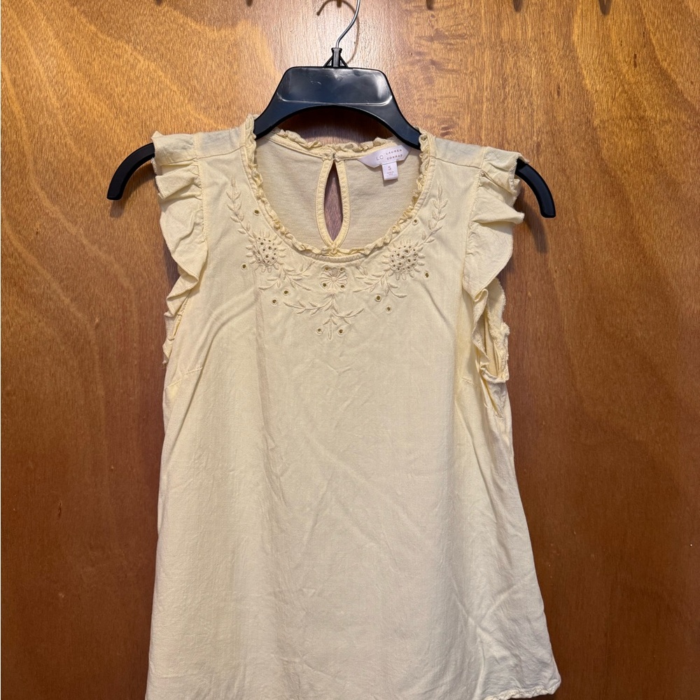 LC Lauren Conrad Light Yellow Ruffle Blouse
